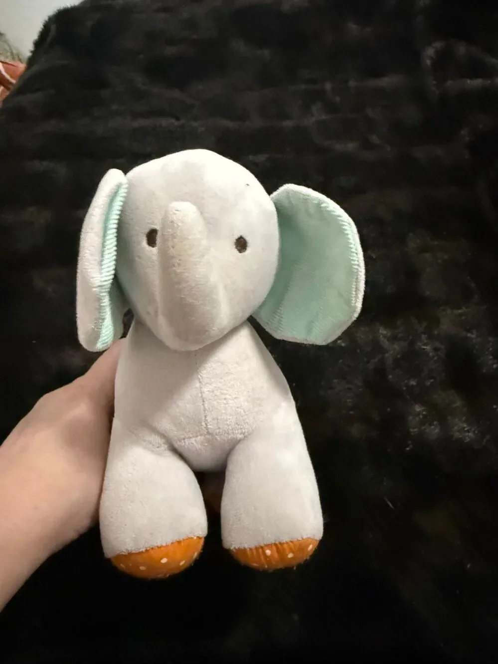 Carter's Child of Mine Gray Elephant Musical Lullaby Wind Up Plush Blue Orange